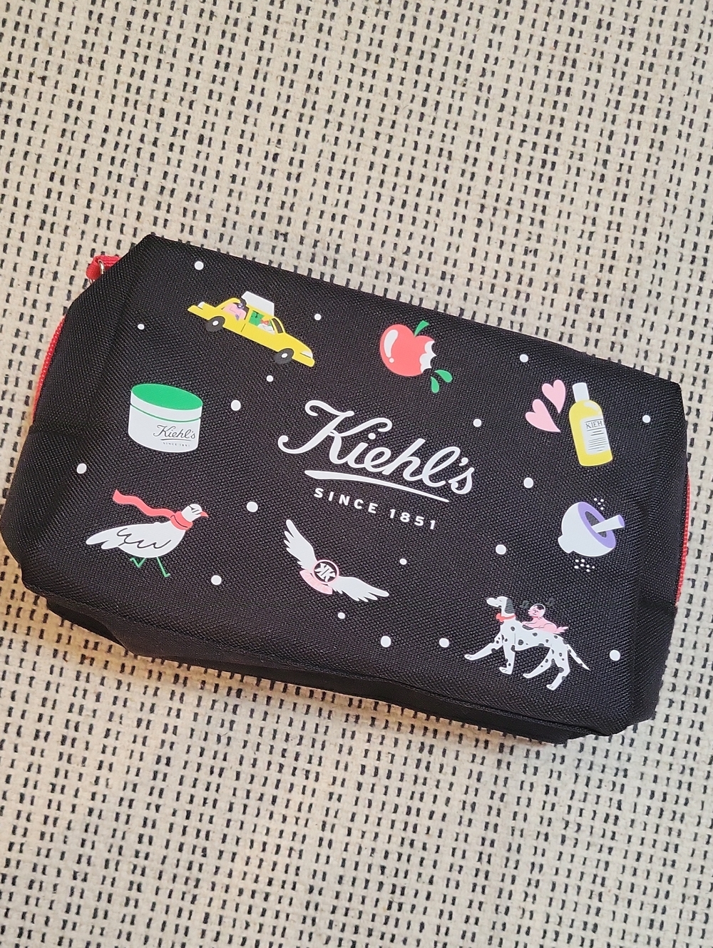 Kiehl's Black Cosmetic Pouch with Playful Icon Print Limited Editon